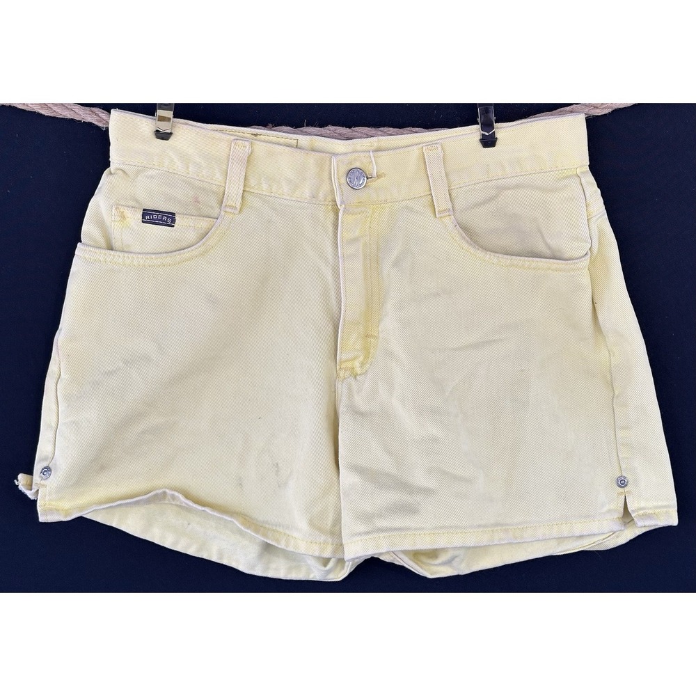 Lee Riders Yellow Denim Shorts Retro Shorties Festival Summer Women's Sz 9 / 28